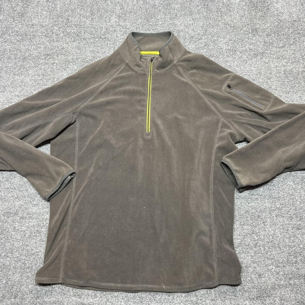 Alpine Design Fleece Pullover Mens Large Brown 1/4 Zip Long Sleeve Shirt Hiking
